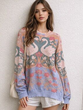 NWOT We The Free Nouvelle OversizedSweater-Multi Combo RARE